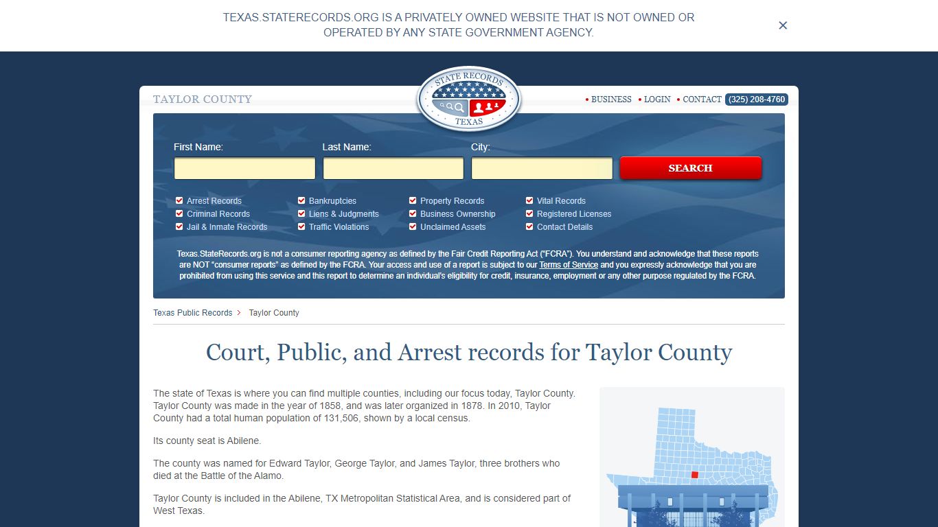 Court, Public, and Arrest records for Taylor County